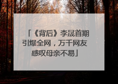 《背后》李晟首期引爆全网，万千网友感叹母亲不易