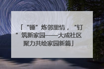 “锤”炼邻里情，“钉”筑新家园——大成社区聚力共绘家园新篇