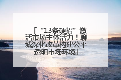 “13条硬招”激活市场主体活力！聊城深化改革构建公平透明市场环境