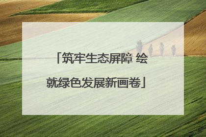 筑牢生态屏障 绘就绿色发展新画卷