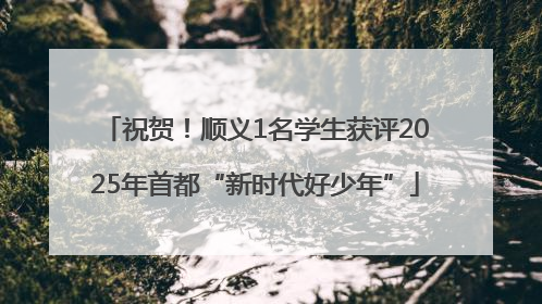 祝贺！顺义1名学生获评2025年首都“新时代好少年”