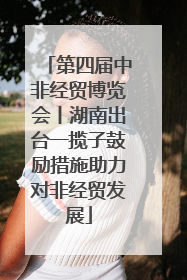 第四届中非经贸博览会丨湖南出台一揽子鼓励措施助力对非经贸发展