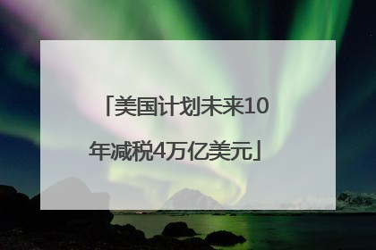 美国计划未来10年减税4万亿美元