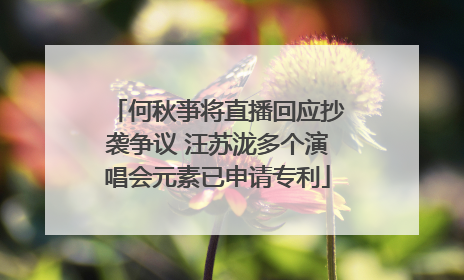 何秋亊将直播回应抄袭争议 汪苏泷多个演唱会元素已申请专利