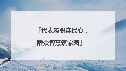 代表履职连民心，群众智慧筑家园