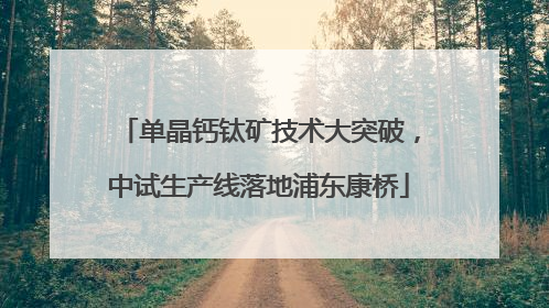 单晶钙钛矿技术大突破，中试生产线落地浦东康桥