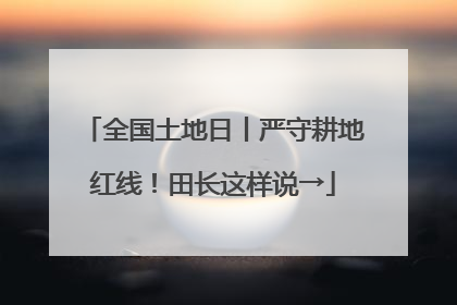 全国土地日丨严守耕地红线！田长这样说→