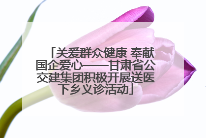 关爱群众健康 奉献国企爱心——甘肃省公交建集团积极开展送医下乡义诊活动