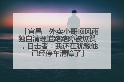 宜昌一外卖小哥顶风雨独自清理道路路障被爆赞，目击者：我还在犹豫他已经停车清障了