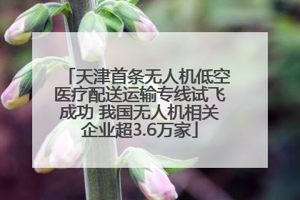天津首条无人机低空医疗配送运输专线试飞成功 我国无人机相关企业超3.6万家