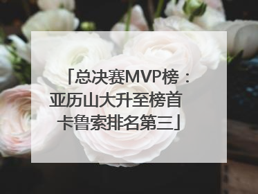 总决赛MVP榜：亚历山大升至榜首 卡鲁索排名第三
