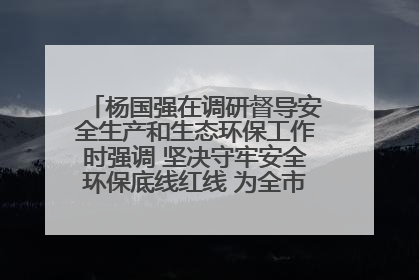杨国强在调研督导安全生产和生态环保工作时强调 坚决守牢安全环保底线红线 为全市经济社会高质量发展提供坚强保障