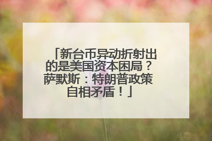 新台币异动折射出的是美国资本困局？萨默斯：特朗普政策自相矛盾！