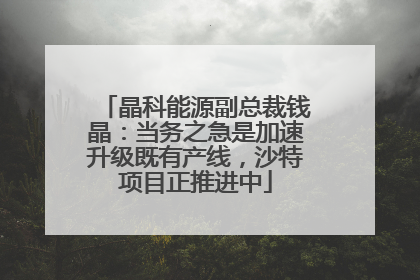 晶科能源副总裁钱晶：当务之急是加速升级既有产线，沙特项目正推进中