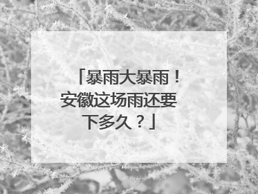 暴雨大暴雨！安徽这场雨还要下多久？