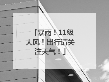 暴雨！11级大风！出行请关注天气！