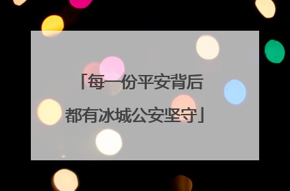 每一份平安背后 都有冰城公安坚守