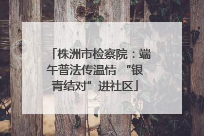 株洲市检察院：端午普法传温情 “银青结对”进社区