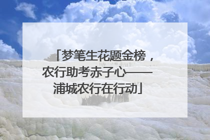 梦笔生花题金榜，农行助考赤子心——浦城农行在行动