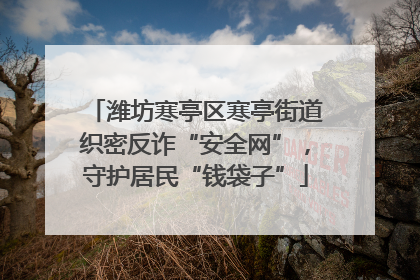 潍坊寒亭区寒亭街道织密反诈“安全网”，守护居民“钱袋子”