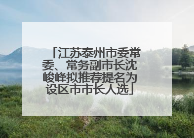 江苏泰州市委常委、常务副市长沈峻峰拟推荐提名为设区市市长人选