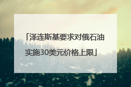 泽连斯基要求对俄石油实施30美元价格上限