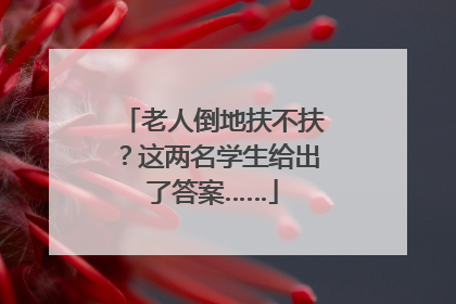 老人倒地扶不扶？这两名学生给出了答案……