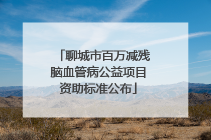 聊城市百万减残脑血管病公益项目资助标准公布
