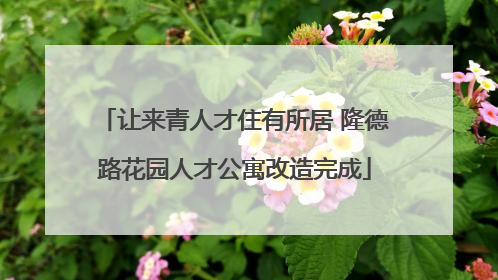 让来青人才住有所居 隆德路花园人才公寓改造完成