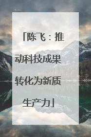 陈飞：推动科技成果转化为新质生产力