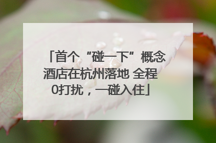 首个“碰一下”概念酒店在杭州落地 全程0打扰，一碰入住