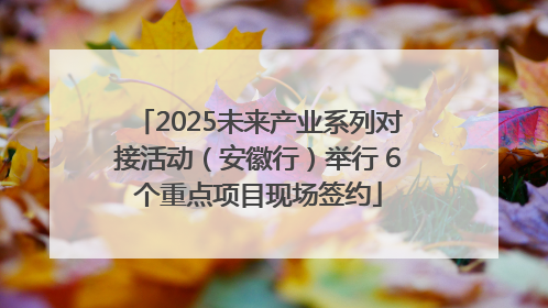 2025未来产业系列对接活动（安徽行）举行 6个重点项目现场签约