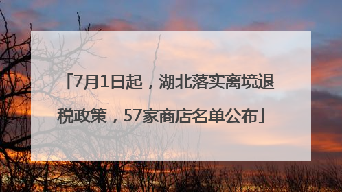 7月1日起，湖北落实离境退税政策，57家商店名单公布