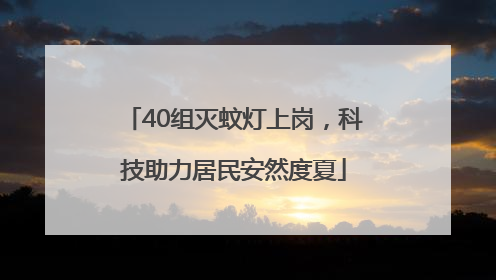 40组灭蚊灯上岗，科技助力居民安然度夏