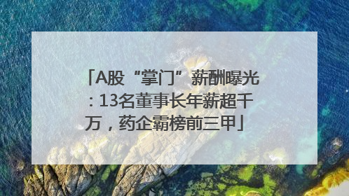 A股“掌门”薪酬曝光：13名董事长年薪超千万，药企霸榜前三甲